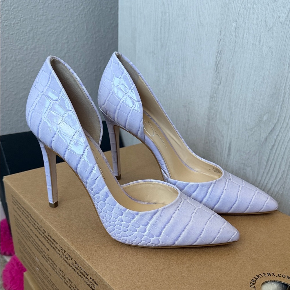 Jessica Simpson Light Purple Croc-Embossed Heels